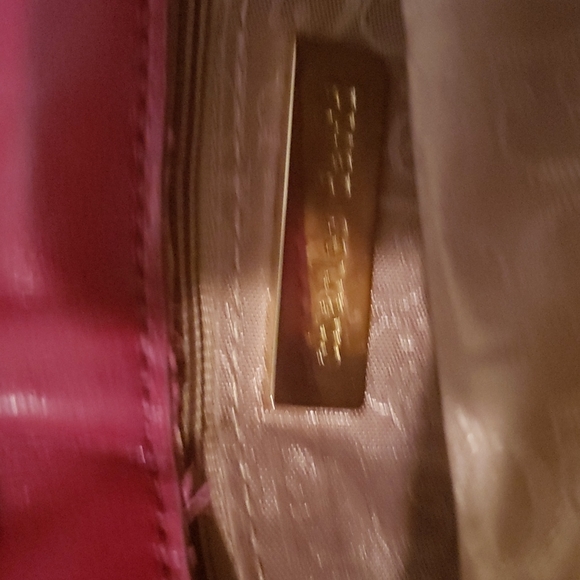 Burgundy leather and  tweed Charles David Handbag - Picture 4 of 5